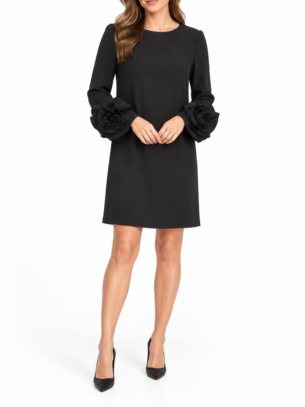 NWT Preston & York Valentine Black Rosette Cuff Shift Dress Size 6